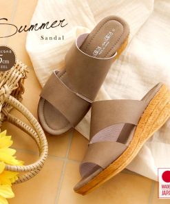サンダル レディース つっかけ ウェッジソール 春 ミュール シンプル ウェッジサンダル 履きやすい 春夏 日本製 黒 ブラック ベージュ ブラウン 5393