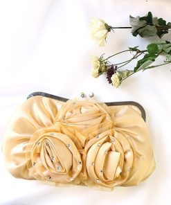 ハンドバッグ 3wayサテン調がま口パーティバッグ