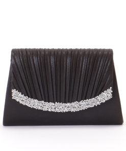 Lace Ladies クラッチバッグ パーティーバッグ ビジューライン プリーツ フラップ スリム レディース