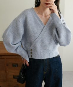 Discoat 「DISCOAT」 Vネックニット FREE グレー レディース