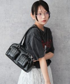 WEGO ハンドバッグ WEGO/「25年春夏新作」スタッズ付き立体ポケットボストン