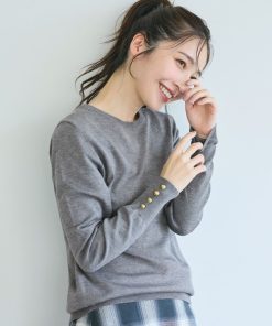 coca ニット セーター 袖金ボタンニットトップス レディース