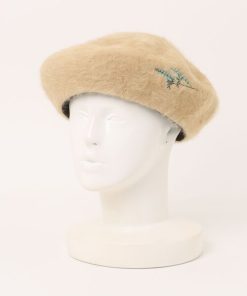 SUPER HAKKA 帽子 ベレー帽 フラワーワンポイント刺繍シャギーベレー帽 レディース
