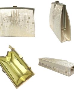 京やO226 和装バッグ 和洋兼用 佐賀錦織 金糸 銀糸 格子文様 パーティバッグ 結婚式に フォーマル〜カジュアル 2WAY 着物用 ドレスにも