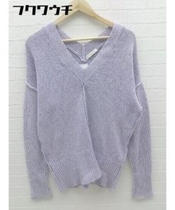 ◇ FREAK'S STORE フリークスストア Vネック リネン混 コットン ニット スリット セーター サイズF パープル レディース