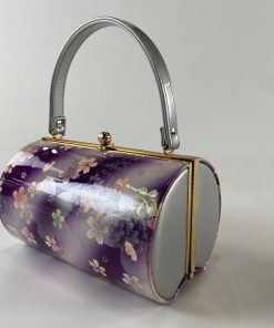 和装バッグ 美品 優品 フォーマル 桜 銀彩 紫 エナメル 和装小物  中古