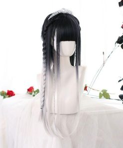 カラーウィッグ グラデーション かつら ウィッグ ぱっつん前髪 キャラクター 変装  欧米風 カツラ コスプレ 原宿風 アニメ 姫髪 文化祭 学園祭 演劇 舞台ステー