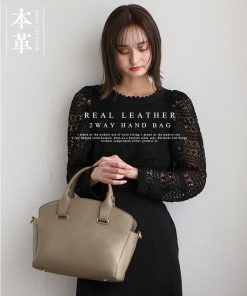 VitaFelice ハンドバッグ レディース 本革 セレモニー フォーマル 2wa 通勤 マチ広  レザー ショルダーバッグ 底鋲 自立 sib-20079n aroco/アロコ